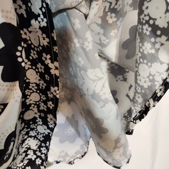 ZOLUCKY Black White Floral SS V Neck Neutral Classic Maxi Dress Cottage Women 2X - Picture 11 of 12